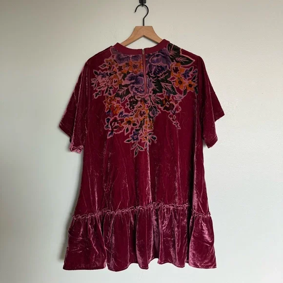 Free People Sweet Echoes Red Plum Velvet Mini Dress - Picture 9 of 10